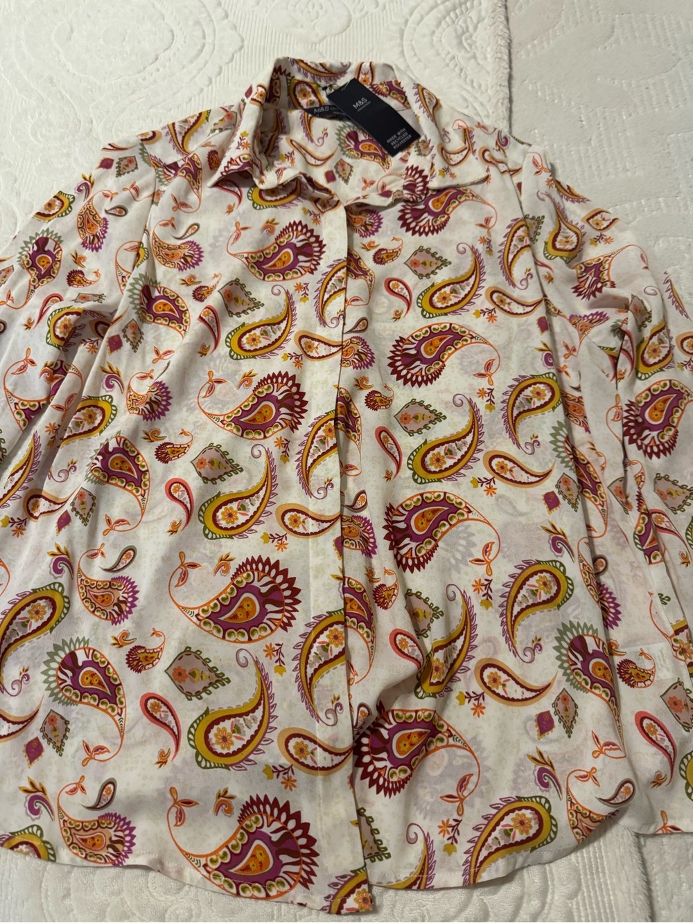 Caslon Cream Paisley Button-Down Blouse